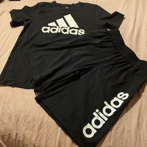 Black adidas short set.